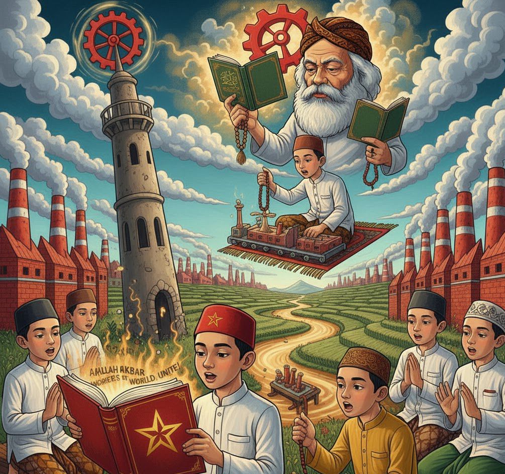 Ilustrasi Marx dan santri